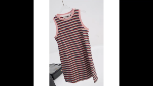 MiniBee - Dress Tanpa Lengan | Dress Garis Anak Perempuan – Gaya Korea Nyaman & Adem | Light brown