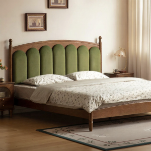 WEISHA | Solid Wood French Vintage Leather Soft-Back Bed 1.8m
