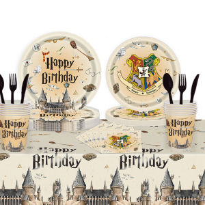 Harry Potter Themed Disposable Dinnerware And Paper Cups for Childrens Birthday Party Decoration Tablecloth And Plate