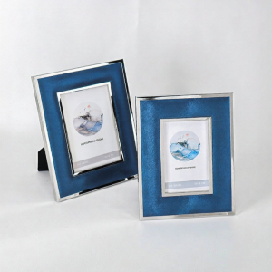 Blue Leather Frame Silver Border Picture Frame