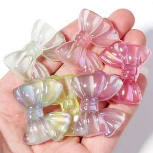 10Pcs 37×29mm Acrylic Bow Beads Jelly Colored Large Hole Loose Beads For DIY Handmade Headband Earrings Jewelry Accessories