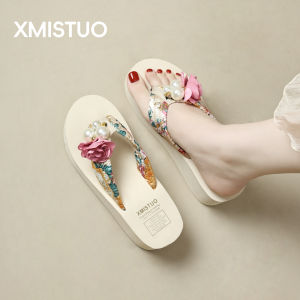 XMISTUO | Thick Sole High Heel Non-slip Wedge Flip Flop Slippers