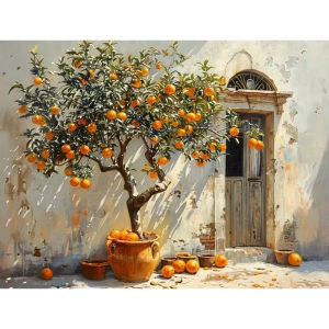 Jigsaw Puzzle Beautiful Orange Tree By Doorway Garden Landscape Art For Adults Great Perfect Gift