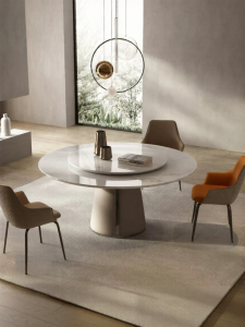 Imported Natural Luxury Marble Rotating Round Dining Table