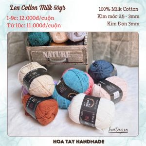 Len Cotton Milk 50gr – Mềm Mịn Dễ Móc Đa Dạng Ứng Dụng