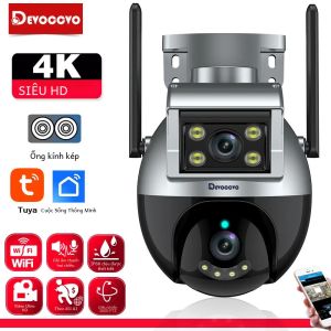 Camera IP Wifi Tuya 4K Hai Ống Kính Ngoài Trời PTZ Không Dây CCTV An Ninh Với Tầm Nhìn Ban Đêm Màu Tự Động Theo Dõi Chống Nước