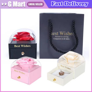 Creative Rose Jewelry Drawer Storage Box Ring Necklace Jewelry High-End Feeling Gift Packaging Box Souvenir Gift Box  Rose Flower Jewelry Box for Necklace Pendant Valentines Day Gift Organizer Plastic Paper Packaging Display Box For Women