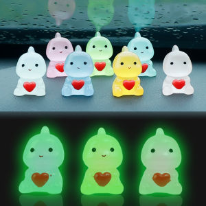5Pcs Luminous Hug Heart Dinosaur Car Ornament DIY Dashboard Night Glowing Cartoon Dinosaur Decor Auto Interior Accessories