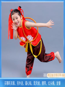 ชุดเด็กชายหญิงเนื้อผ้าปักลายดอกบัวสีแดงสุดเท่ เสื้อผ้าเด็กผู้ชายและผู้หญิงแบบอเนกประสงค์ ชุดการแสดงวัฒนธรรม