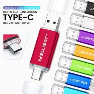jaster | High Speed TYPE C 2in1 USB Flash Drive 128GB 64GB 32GB Metal Pen Drive Smart Phone Car TV USB Stick 4GB 8GB 16GB Creative Gift
