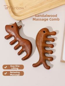 Brainbow | Head and Neck Massaging Comb Hair Care Five Teeth Sandalwood