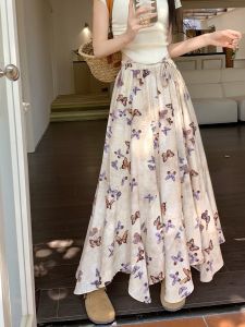 Plus Size Womens Clothing Plus Size Ladies Wide Hem Loose Slim Looking Butterfly Skirt French Vintage Style This Years Popular Long Skirt for Women