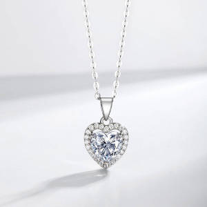1CT Heart Cut Moissanite Necklace for Women 18K Gold 925 Sterling Silver with GRA Certificate Simple Daily Wear Jewelry Gift