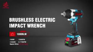 Onevan | ONEVAN 1800N.M High Torque Brushless Electric Impact Wrench Cordless Screwdrivers Drill Power Tool For Makita 18V Battery Pin