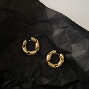 Midi S925 Silver Needle Fashionable Matte Metal Earrings Chain Design Stud Earrings Womens Trendy Cold Style Jewelry