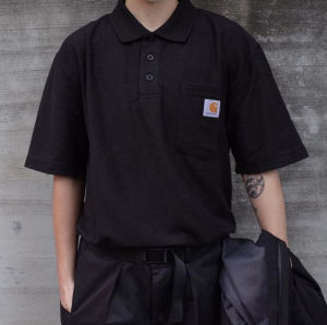 In Stock Carhartt K570 Classic Parka Polo Shirt Workwear with Pocket Parka Style Short Sleeve Ins Fashion