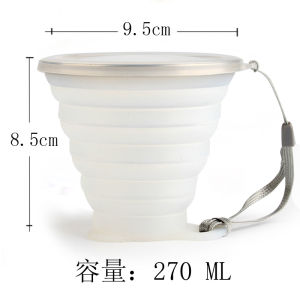 แบบพกพาถ้วยน้ําพับได้ซิลิโคนกลางแจ้งขยายถ้วยบีบอัดสไตล์ญี่ปุ่นพร้อมเชือกยกและฝาครอบ