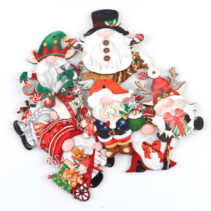 (12 Pcs/pack) Christmas Decoration Faceless Person Pendant Xmas Tree Colorful Woodblock Chip Atmosphere Gift Wrapper Christmas Party