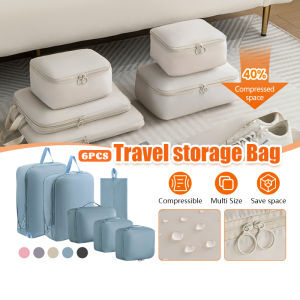 6 Set Compression Packing Cubes Luggage Ultralight Organizer Bags Suitcases Foldable Travel Storage Bag Essentials Carry On Bags 旅行收纳包
