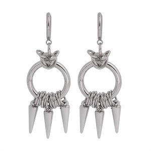 Bandai | Gothic Aesthetic Stainless Steel Chainmail Rivet Big Hoop Earrings for Women Punk Emo Grunge Style Edgy Spike Drop Earrings