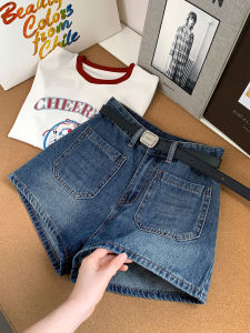 AMILUCK | กางเกงขาสั้นผ้ายีนส์ทรงเอเอวสูงสไตล์อเมริกันย้อนยุคสำหรับผู้หญิง กางเกงขายาวทรงหลวม ทรงสลิม ฤดูร้อน 2025 ใหม่ กางเกงขายาวทรงสลิม