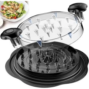 【Local Stock】Aitemay 2pcs Professional Chicken Breast Shredder Twist Meat Shredding Tool with Transparent Cover Ergonomic Knob Anti Slip Base BPA Free Kitchen Gadget for Pulled Pork Chicken Salad