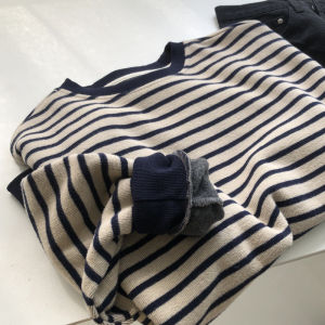 เสื้อสเวตเตอร์คอตั้งแขนยาวผู้หญิงสไตล์เกาหลีย้อนยุคลายทางหนา ทรงหลวม แขนยาว ปกติ ฤดูใบไม้ร่วง/ฤดูหนาว