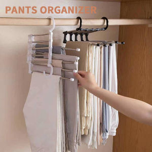 【COD】Stainless Steel Pants Hanger Organizer Multifunctional 5-in-1 Clothes Hanger Trouser Racks Closet Space Saving Rack