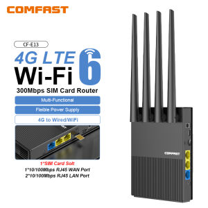 Comfast WiFi6 4G LTE Cat.4 SlM Card Wireless Router 300Mbps 2.4G 4 Antennas PlugPlay Outdoor Portable Internet Wireless Router