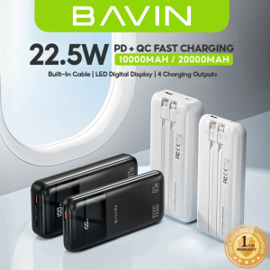 BAVIN PC1170 10000mAh / PC1171 20000mAh 22.5W Fast Charging Powerbank w/ LED Display & Dual Cables for Smartphones