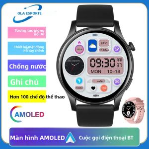 Đồng Hồ Thông Minh AMOLED Dành Cho Nam Nữ Cuộc Gọi Bluetooth Trợ Lý Giọng Nói Thể Thao Chống Nước Dây Đeo Thông Minh Với Hơn 100 Mẫu Theo Dõi Nhịp Tim