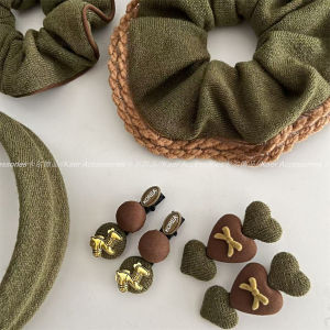 Korean Style Cute Green Fabric Bear Hair Clip Sweet Bangs Clamp Precise One-Word Clip Fashionable Hair Accessories