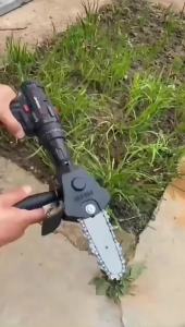 Chainsaw Drill Attachment Electric Drill to Saw Converter Set Portable Chainsaw Adapter Chuck for Wood Cutting Home Maintenance