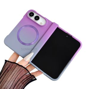 Luxury Matte Gradient Color Skin-friendly Hinge Fold Phone Case For iPhone Duo 18 Fold Ultra For Magsafe Magnetic Hard Cover