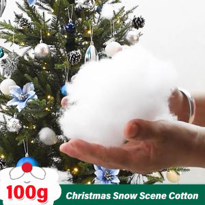100g Christmas Fake Snow Cotton Like Artificial White Snow Fluffy Fiber Stuffing Snow Covering for Winter Christmas Tree Decoration