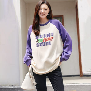 Fashionable Loose Long Sleeve T-Shirt Design Sensation Elegant Style 499 Yuan Autumn Collection for Ladies round Neck Top