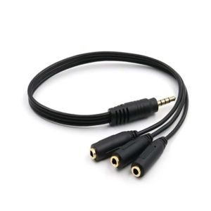 Bộ Chia Âm Thanh 3.5 Mm Bộ Chuyển Đổi Nam Sang Nữ Ba Đầu Ra HUB Tai Nghe 3 Chiều Cáp Aux Cho Máy Tính Cáp Âm Thanh & Video