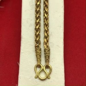 สร้อยคองานดิบทองเหลืองลายหางกระรอก(สี่เสาโปร่ง) ความยาว 24 นิ้ว งานดิบไม่ได้ชุบ ทองเหลืองโบราณ พร้อมส่ง รูปถ่ายจากสินค้าจริง