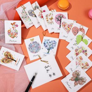 Creative Cartoon Birthday Card with Hanging Rope Small Flower Fresh Style Thank You Wish Card Childrens Gift Festival Supply