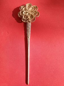 ปิ่นปักผมผู้หญิงงานศิลปะจีนโลหะเงิน