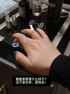 Dual drawer intelligent multifunctional fingerprint lock solid wood bedside table with wireless charger