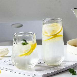 Talao Water Cup Coffee Milk Vertical Pattern Glass Simple Style High-Value Household Drink Cups 500ml