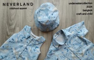 NEVERLAND ชุดเด็กผู้หญิง & ชุดเด็กผู้ชาย (ไม่รวมหมวก) พิมพ์ลายปลาวาฬ สีฟ้า ผ้า Cotton 100%