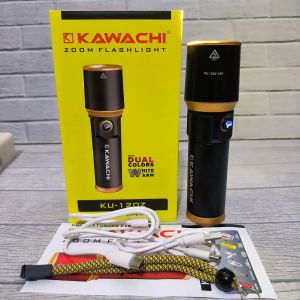 KAWACHI KU-120Z SENTER TANGAN 120W 120 WATT FLASHLIGHT LED PREMIUM BODY ALUMINIUM DUA CAHAYA DALAM 1 SENTER WARM AND WHITE BAGUS KUALITAS TERJAMIN