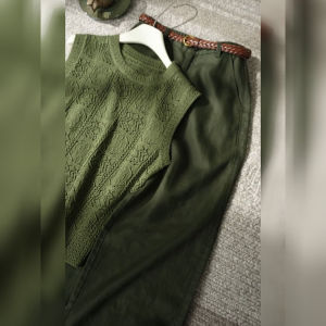 DANTING | Retro Green Lattice-Knit Set