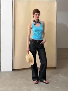 Cotton Coarse Thread Straight Low Rise Jeans