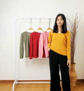 1127 Keyla Rib Longsleves Grosir 36 Cotton rib import stretch
