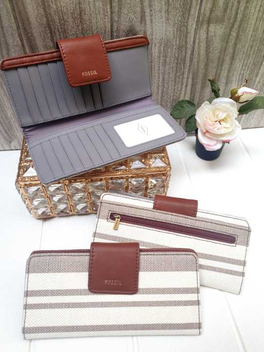 Fossil Madison Tab Wallet Neutral Stripe SWL2766558 Lazada