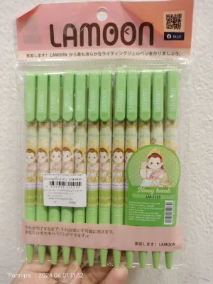 #สายมู ปากกาลูกลื่น ญี่ปุ่น Lamoon การ์ตูน หมึกน้ำเงิน0.38 ลิขสิทธิ์แท้ น่ารัก(แพค12ด้าม)