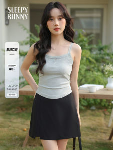 เสื้อกั๊กสายเดี่ยวแขนกุดทรงเข้ารูปสำหรับผู้หญิง ฤดูใบไม้ผลิ 2025 เสื้อชั้นในสั้น ผ้าฝ้ายผสมโพลีเอสเตอร์ สีพื้น